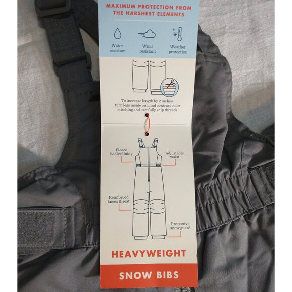 CAT & JACK Baby Toddler Snow Bibs Ski Pants Size 18M, Gray Insulated Adjustable - Picture 7 of 11